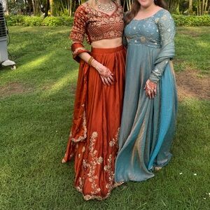 Embroidered Rust Red Lehenga